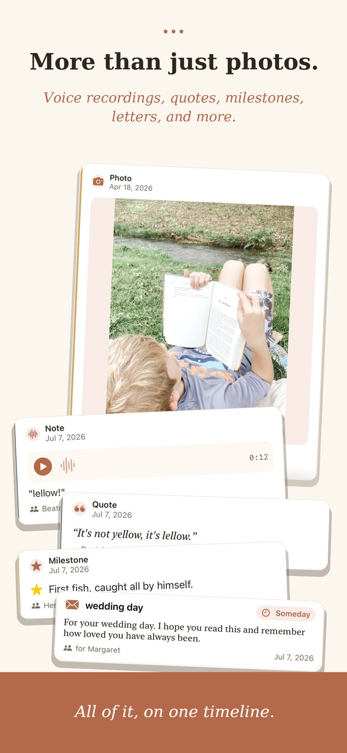More than just photos: voice recordings, quotes, milestones, and letters