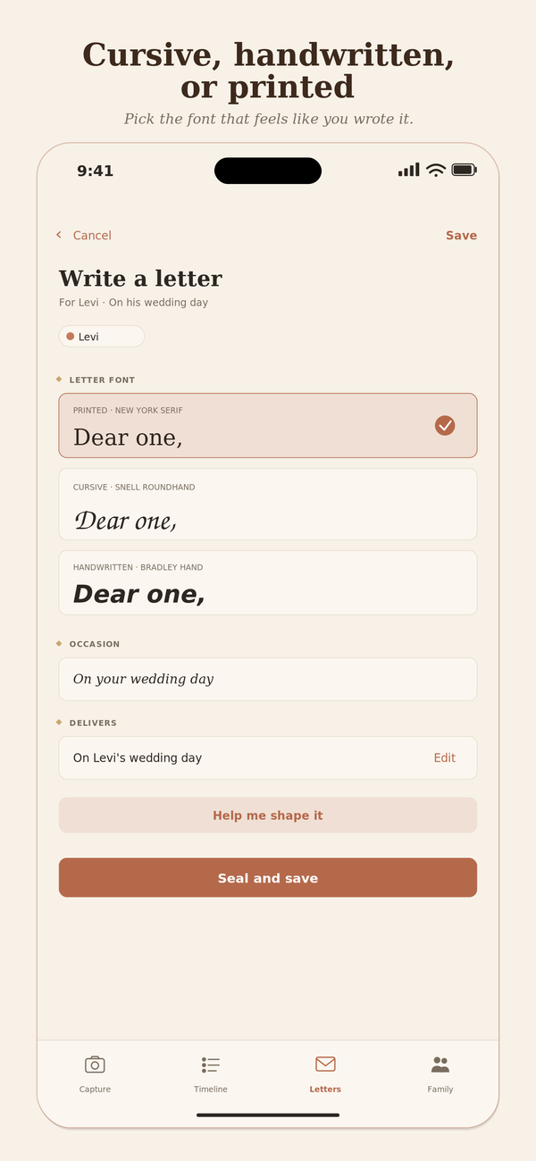 Letter fonts