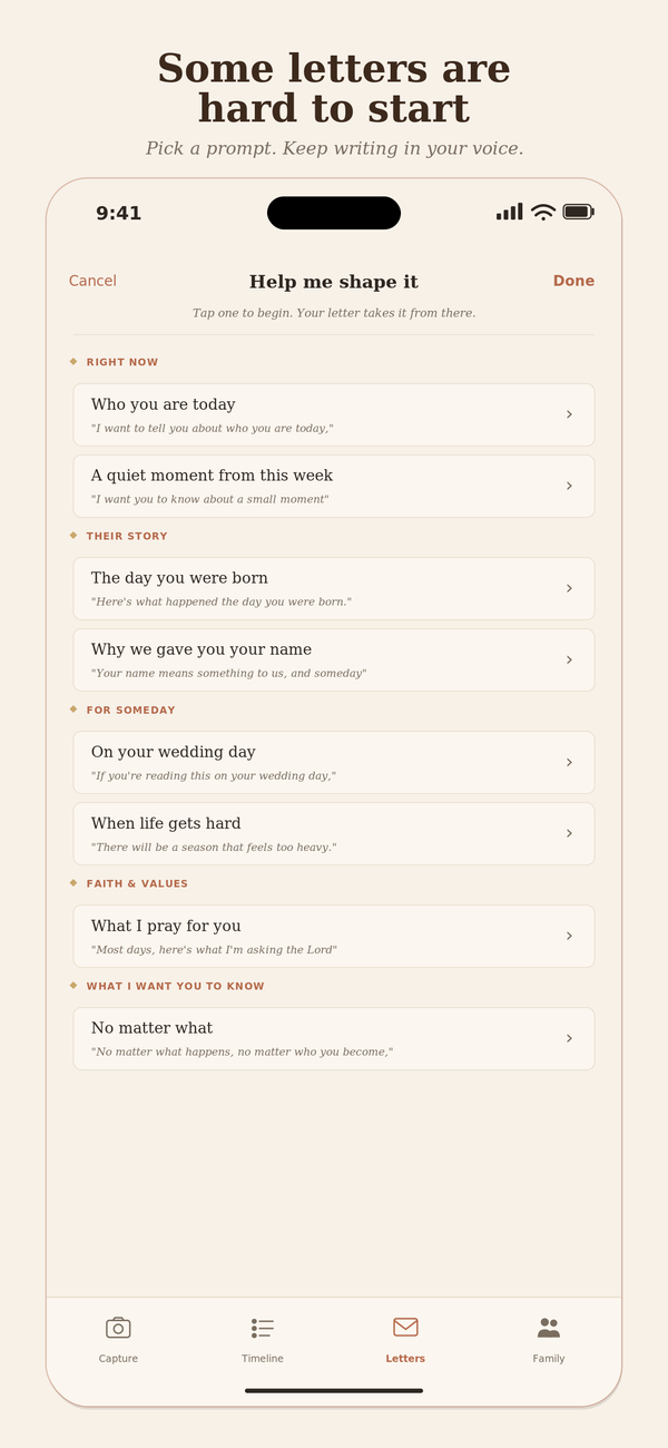 Letter prompts